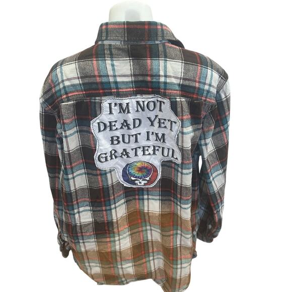 Grateful Dead Plaid Flannel Shirt XL Oversizes Unique Steal Your Face Skull Boho - Picture 1 of 6